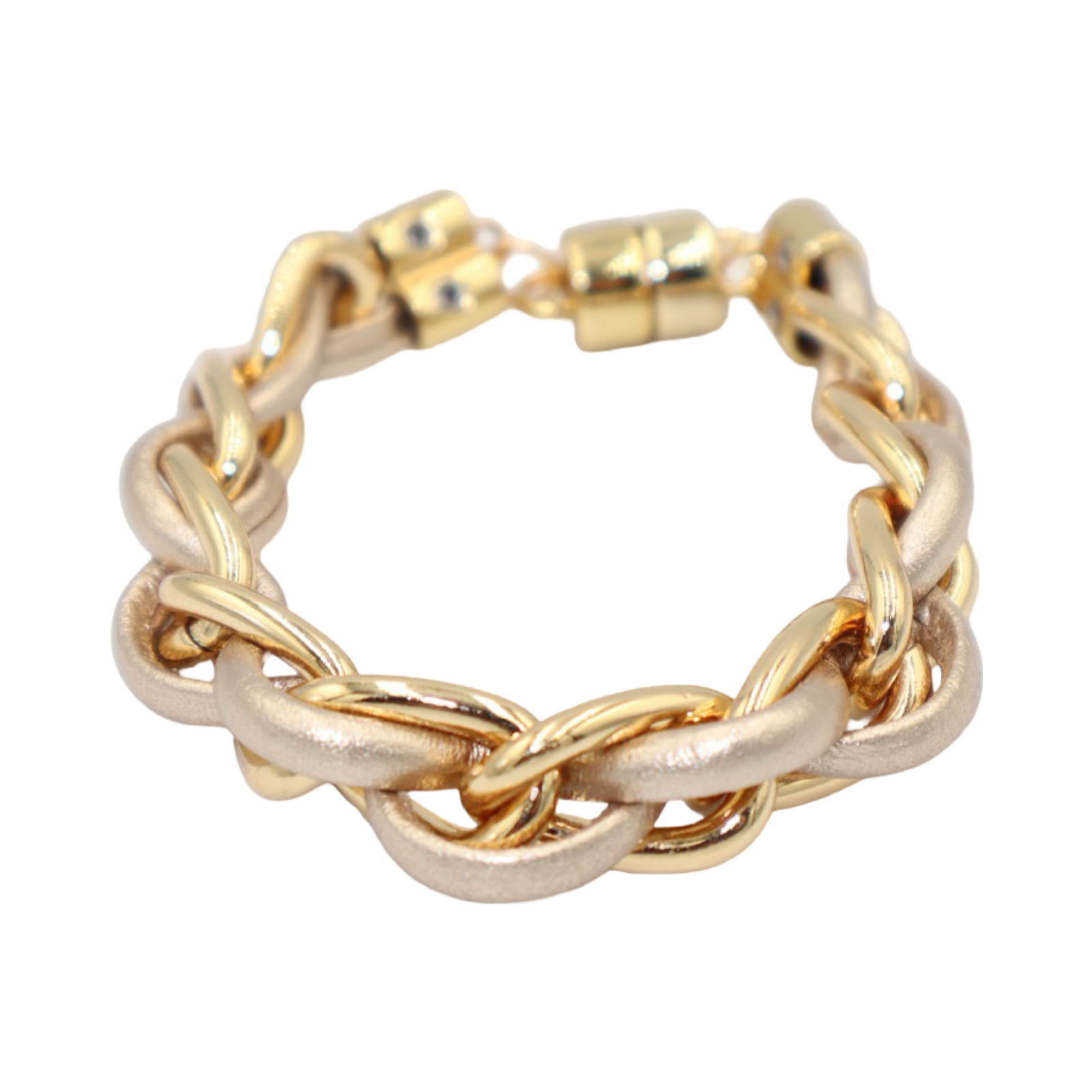EMILIA KIPPER BRASS AND LEATHER THIN BRAIDED BRACELET