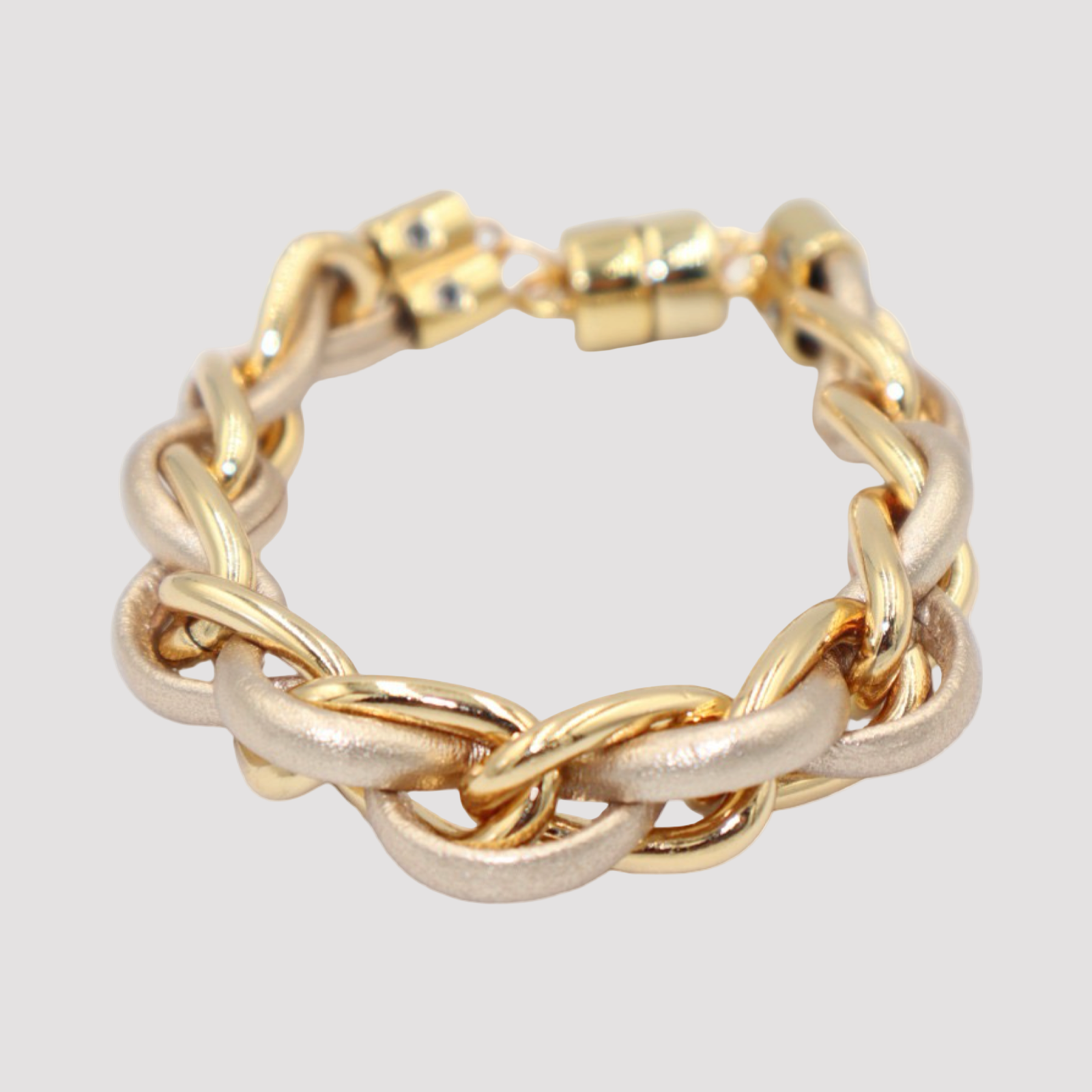EMILIA KIPPER BRASS AND LEATHER THIN BRAIDED BRACELET