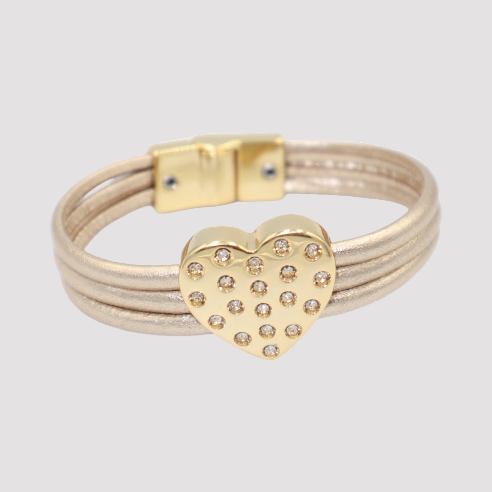 EMILIA KIPPER HEART BRASS AND LEATHER BRACELET