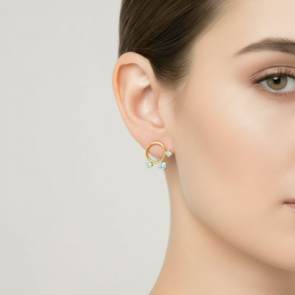 MADRE PERLA ZIRCONIA STUD EARRINGS