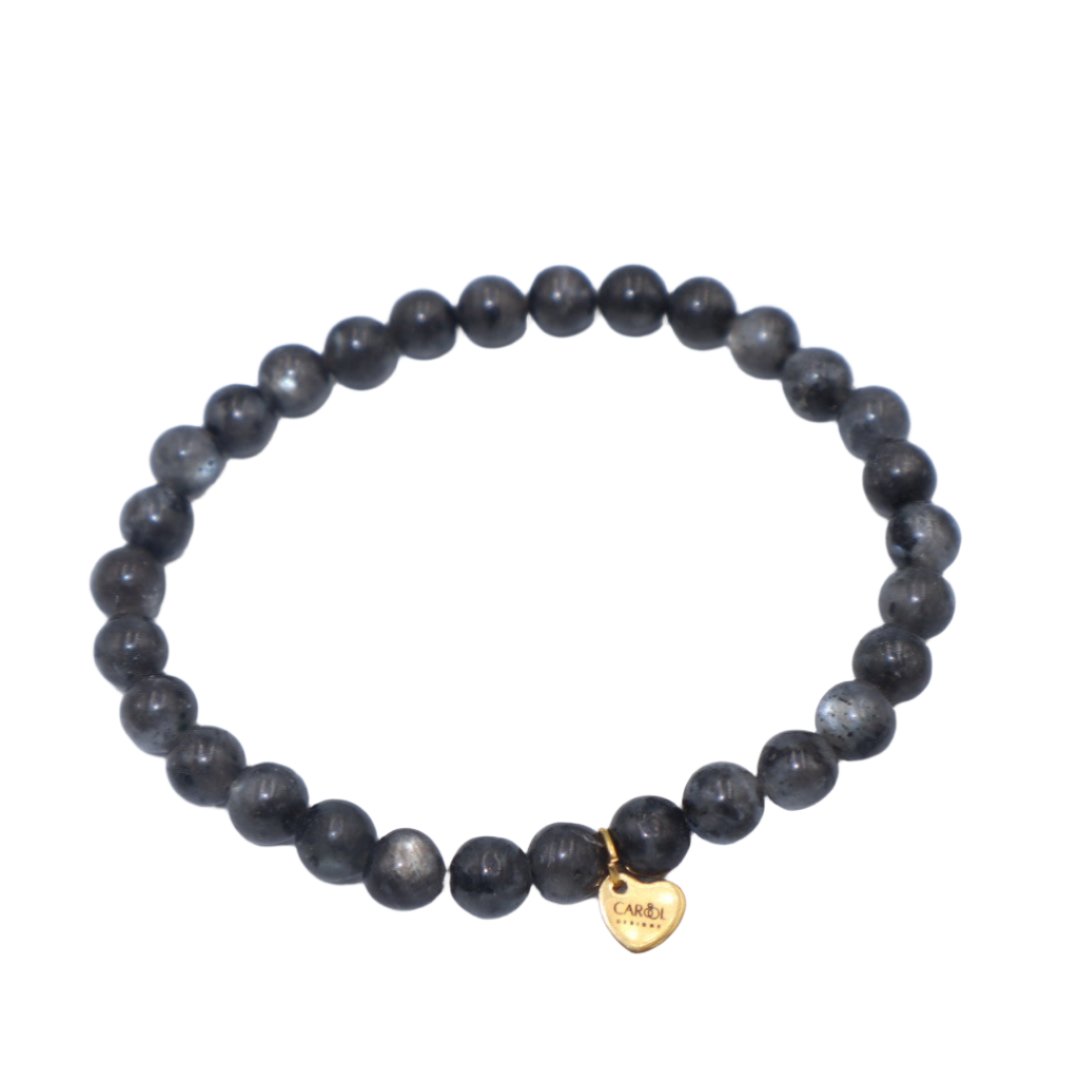MARBLE GLASS BEADS ELASTIC BRACELET