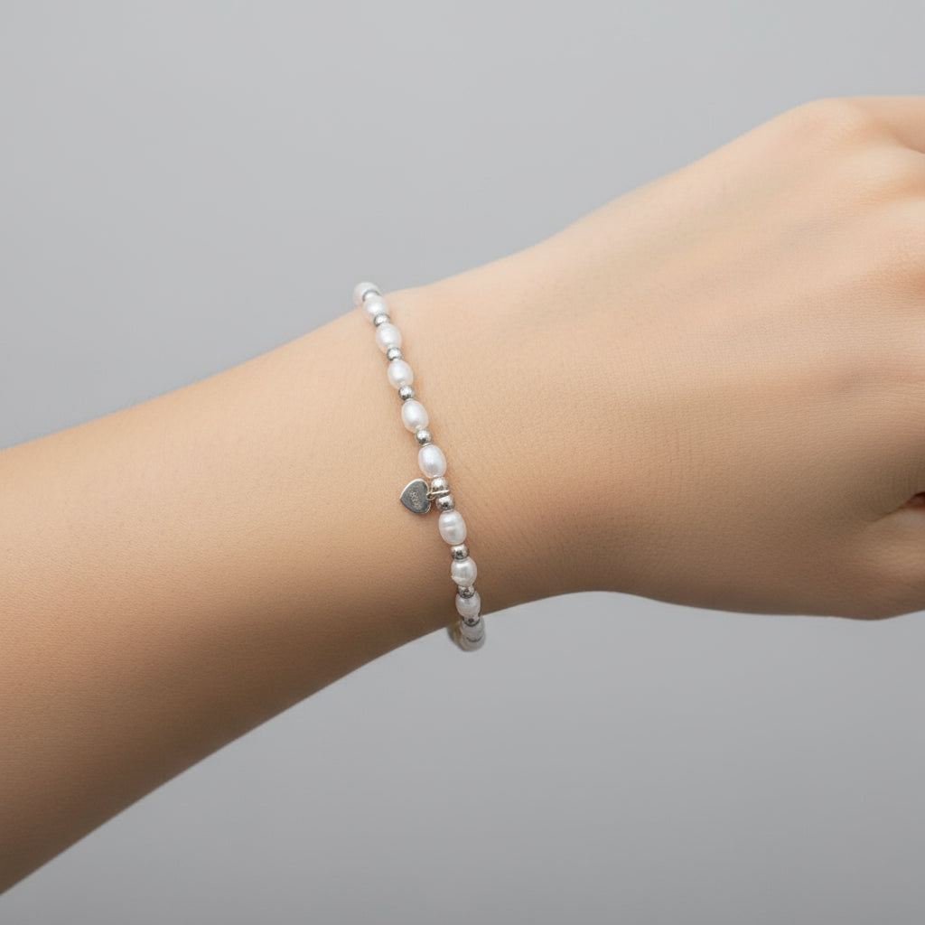 EMILIA THIN FRESHWATER PEARLS ELASTIC BRACELET WITH BEADS