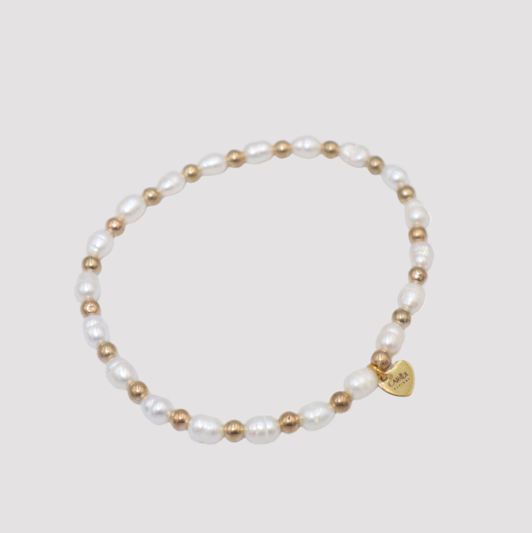 EMILIA THIN FRESHWATER PEARLS ELASTIC BRACELET WITH BEADS