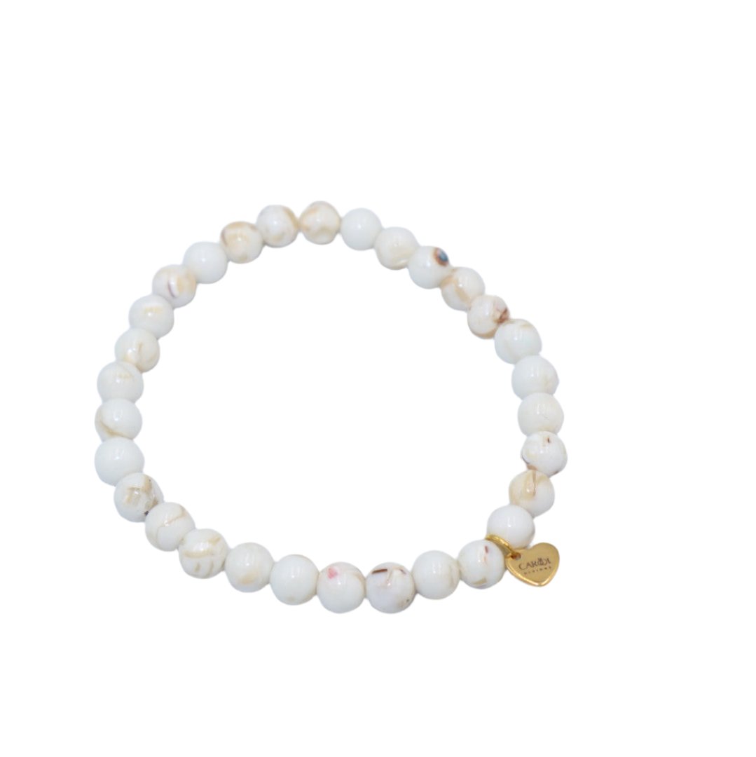 MARBLE GLASS BEADS ELASTIC BRACELET