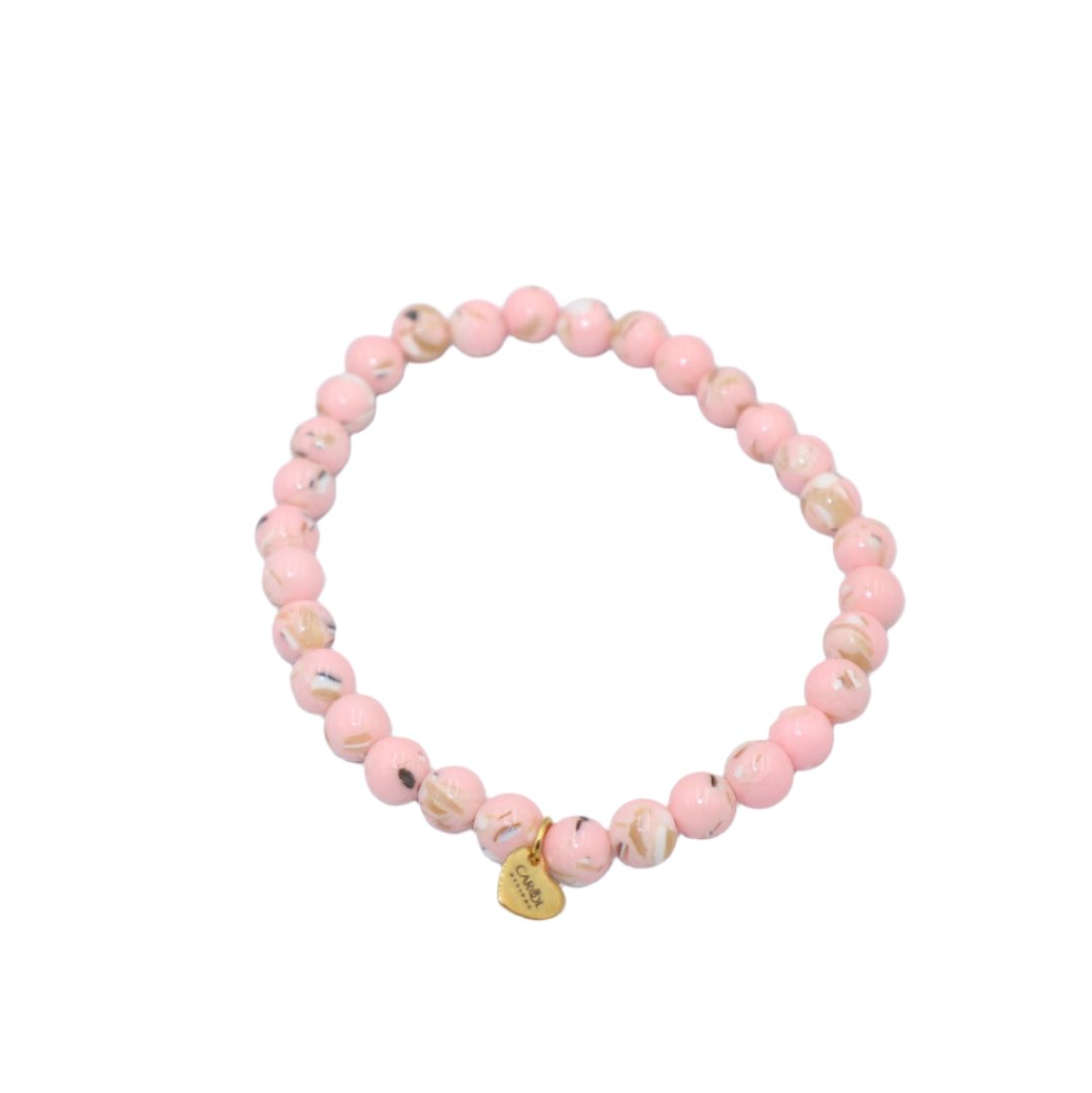 MARBLE GLASS BEADS ELASTIC BRACELET
