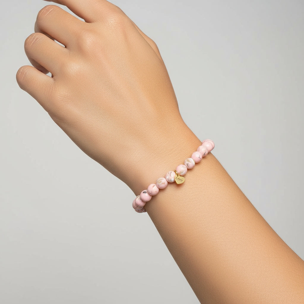 MARBLE GLASS BEADS ELASTIC BRACELET