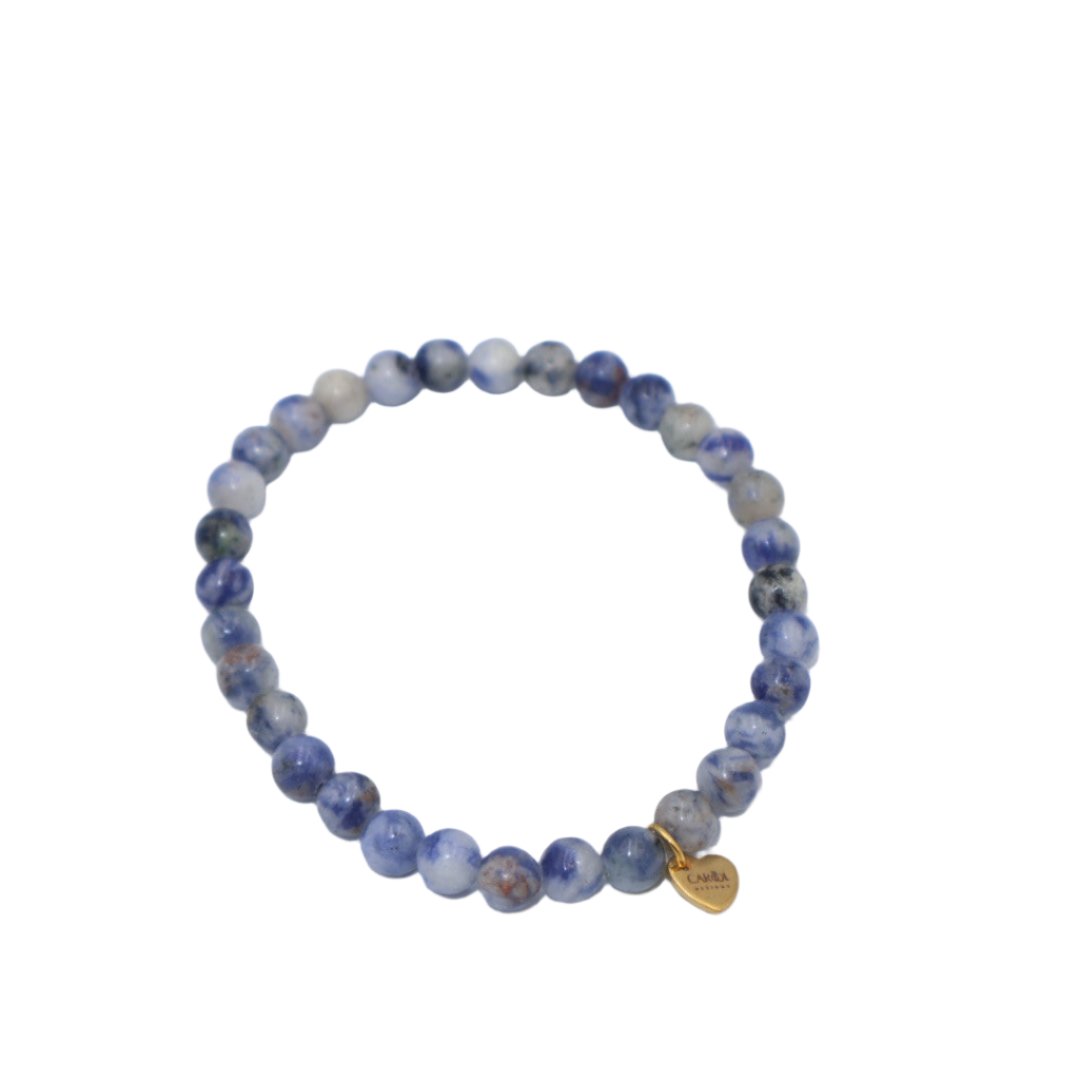 MARBLE GLASS BEADS ELASTIC BRACELET