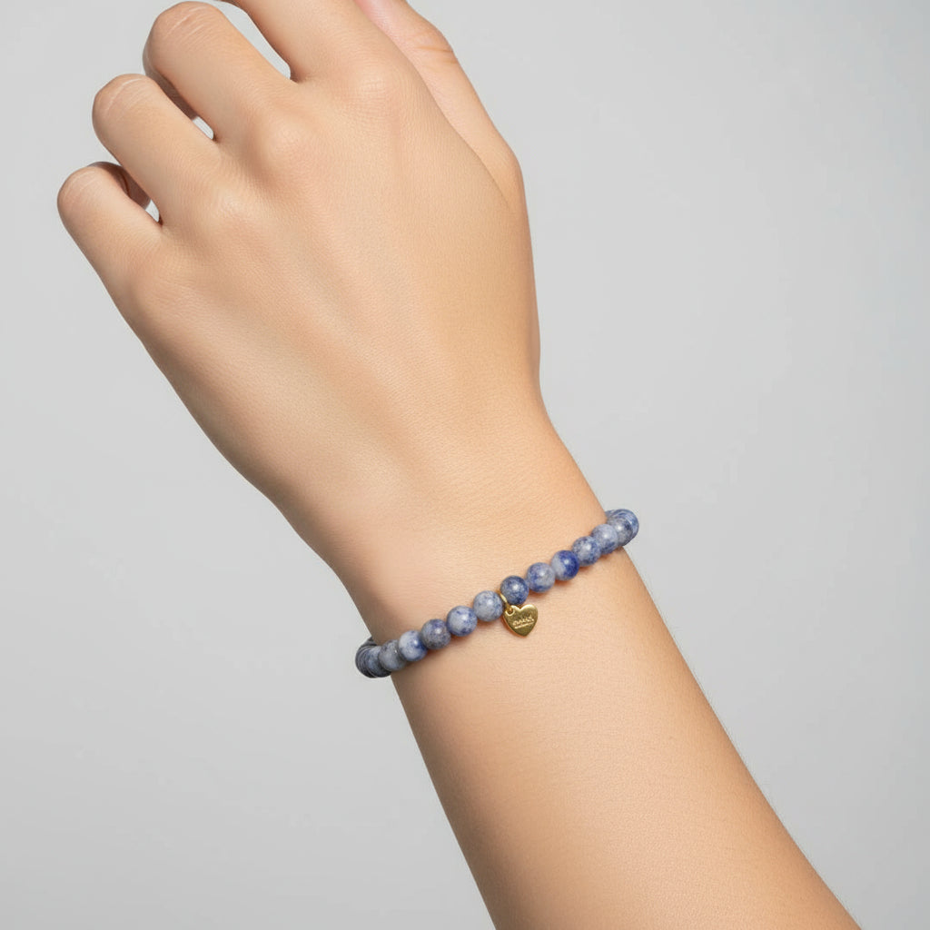 MARBLE GLASS BEADS ELASTIC BRACELET