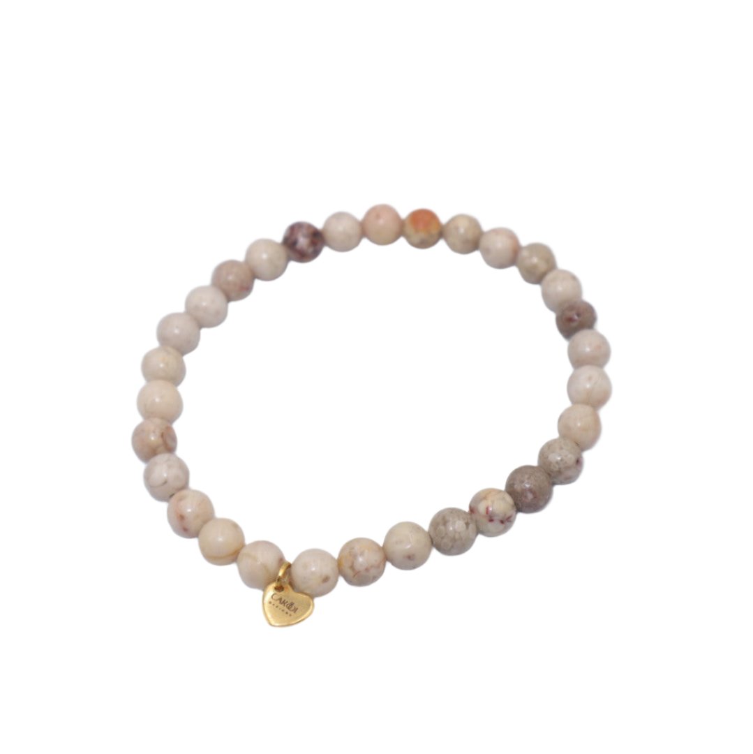 MARBLE GLASS BEADS ELASTIC BRACELET