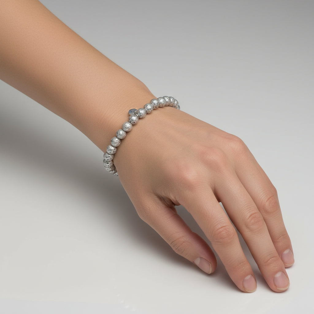 ROCA SERENA VOLCANIC STONE BEADS ELASTIC BRACELET