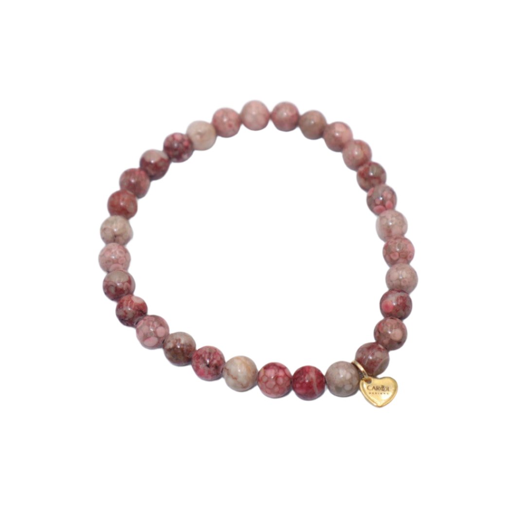 MARBLE GLASS BEADS ELASTIC BRACELET