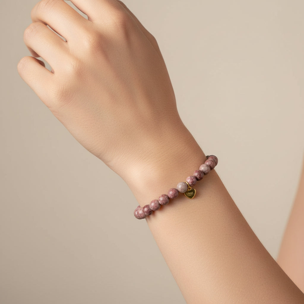 MARBLE GLASS BEADS ELASTIC BRACELET