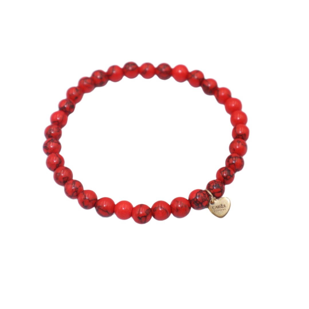 MARBLE GLASS BEADS ELASTIC BRACELET