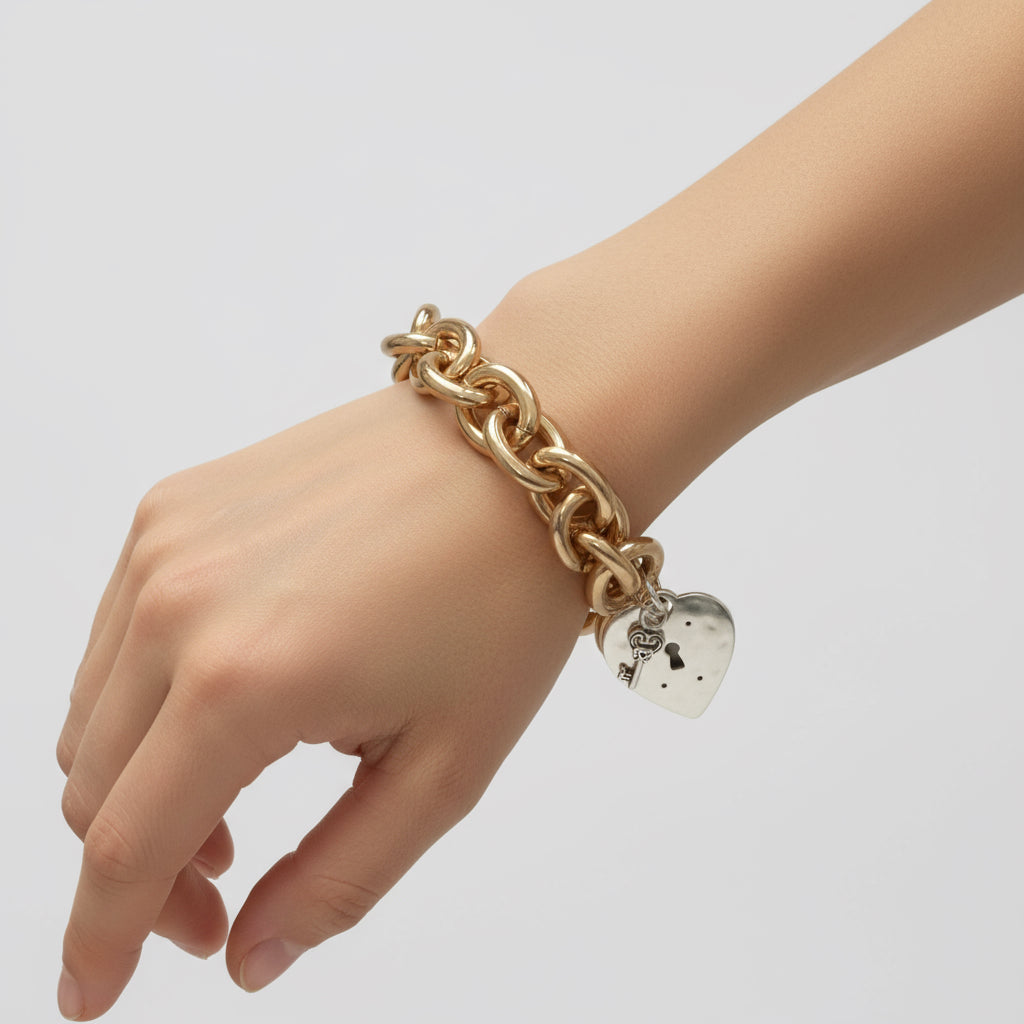 COOLSKIN HEART WITH KEY BICOLOR BRACELET