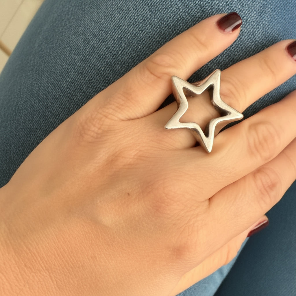 COOLSKIN OPEN STAR SILVER RING