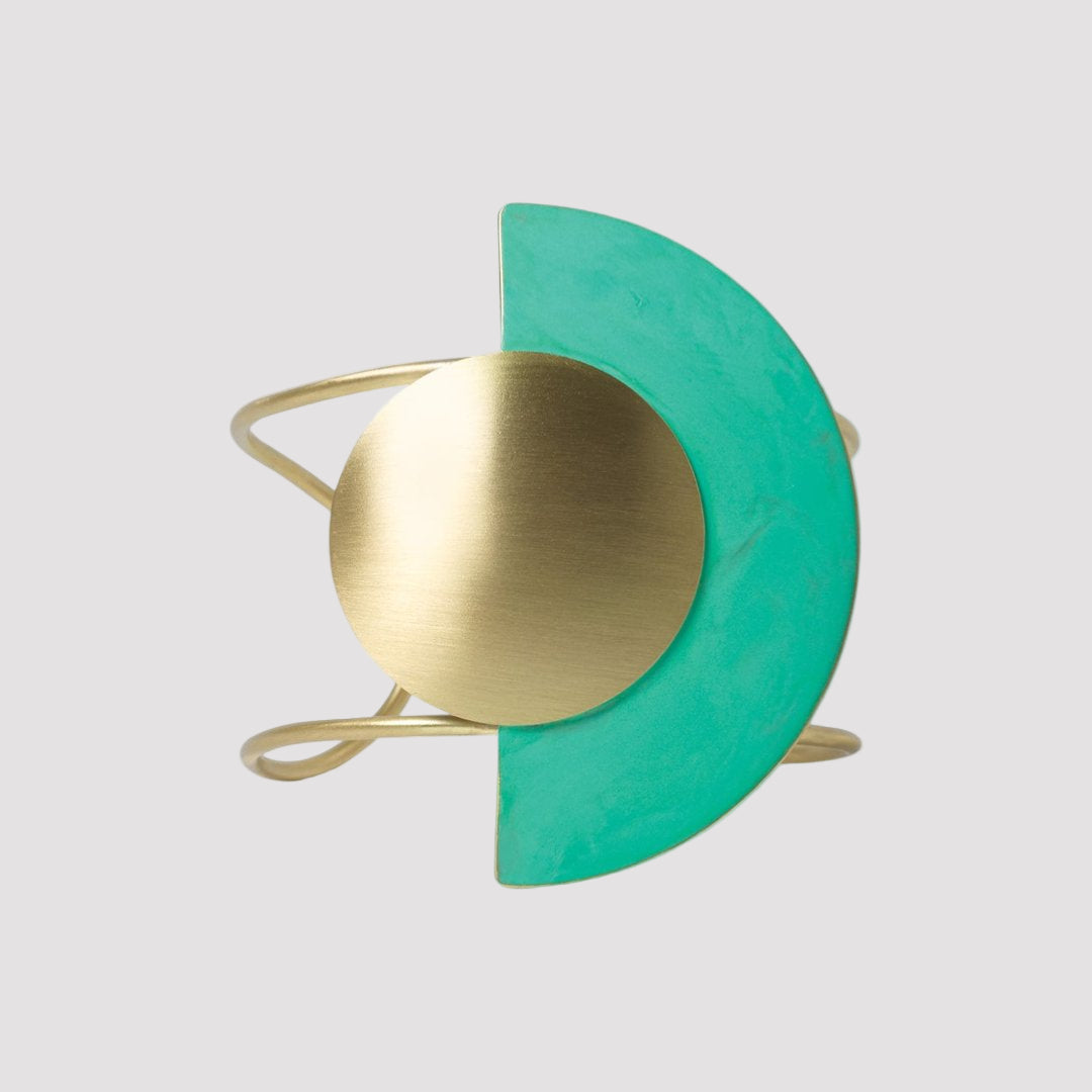 ASAMI GREEN OXIDATED BRASS CUFF BRACELET - Carol & Co Jewelry