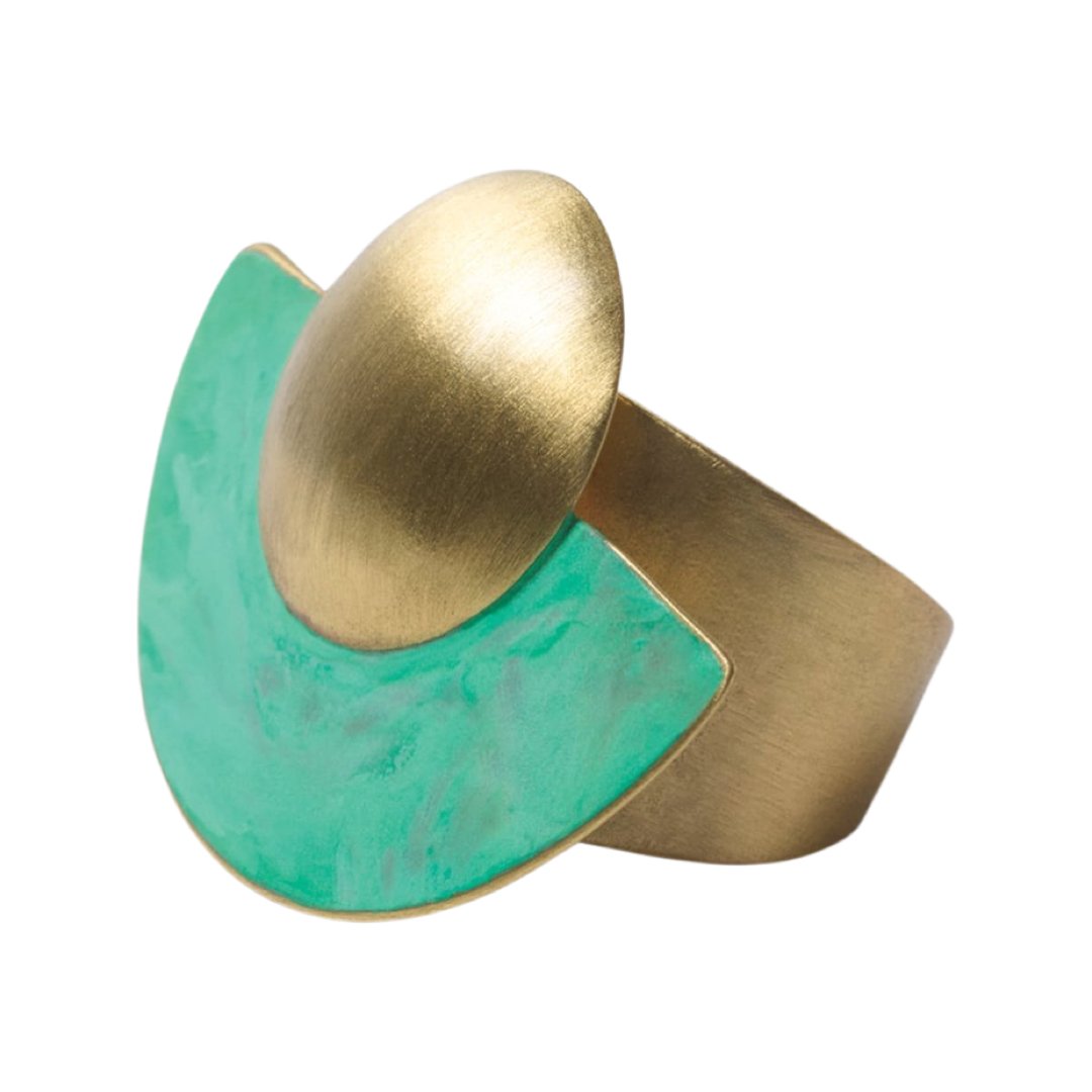 ASAMI GREEN OXIDATED BRASS RING BY KATERINA VASSOU - Carol & Co Jewelry