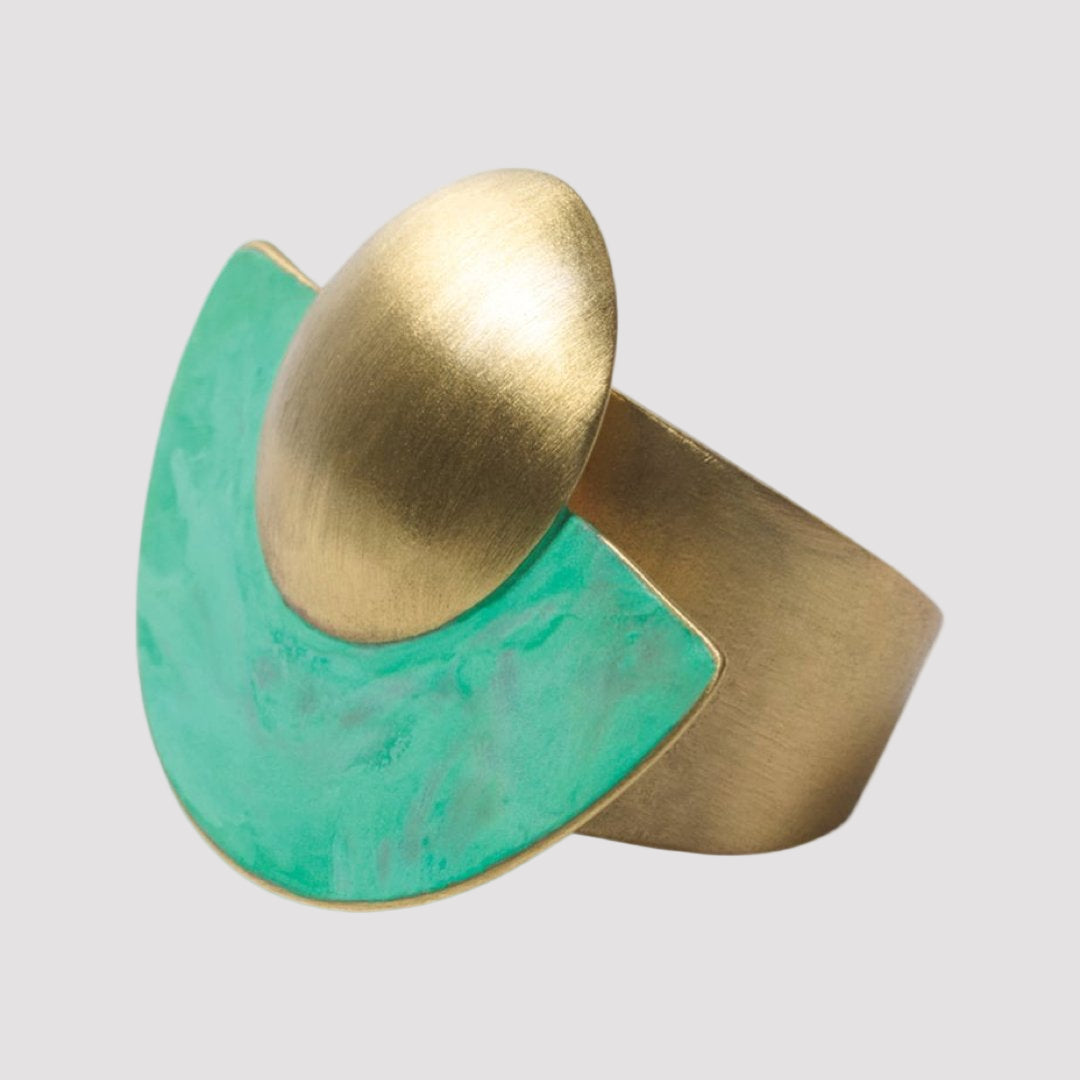 ASAMI GREEN OXIDATED BRASS RING BY KATERINA VASSOU - Carol & Co Jewelry