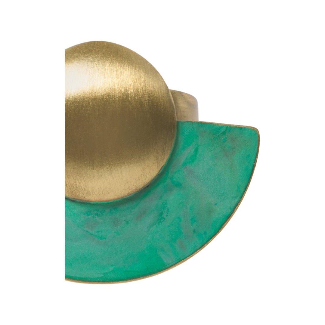 ASAMI GREEN OXIDATED BRASS RING BY KATERINA VASSOU - Carol & Co Jewelry