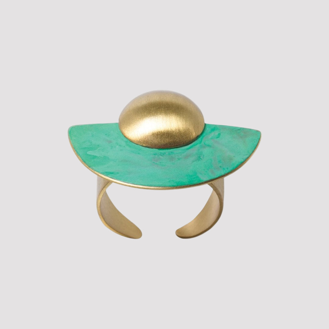 ASAMI GREEN OXIDATED BRASS RING BY KATERINA VASSOU - Carol & Co Jewelry