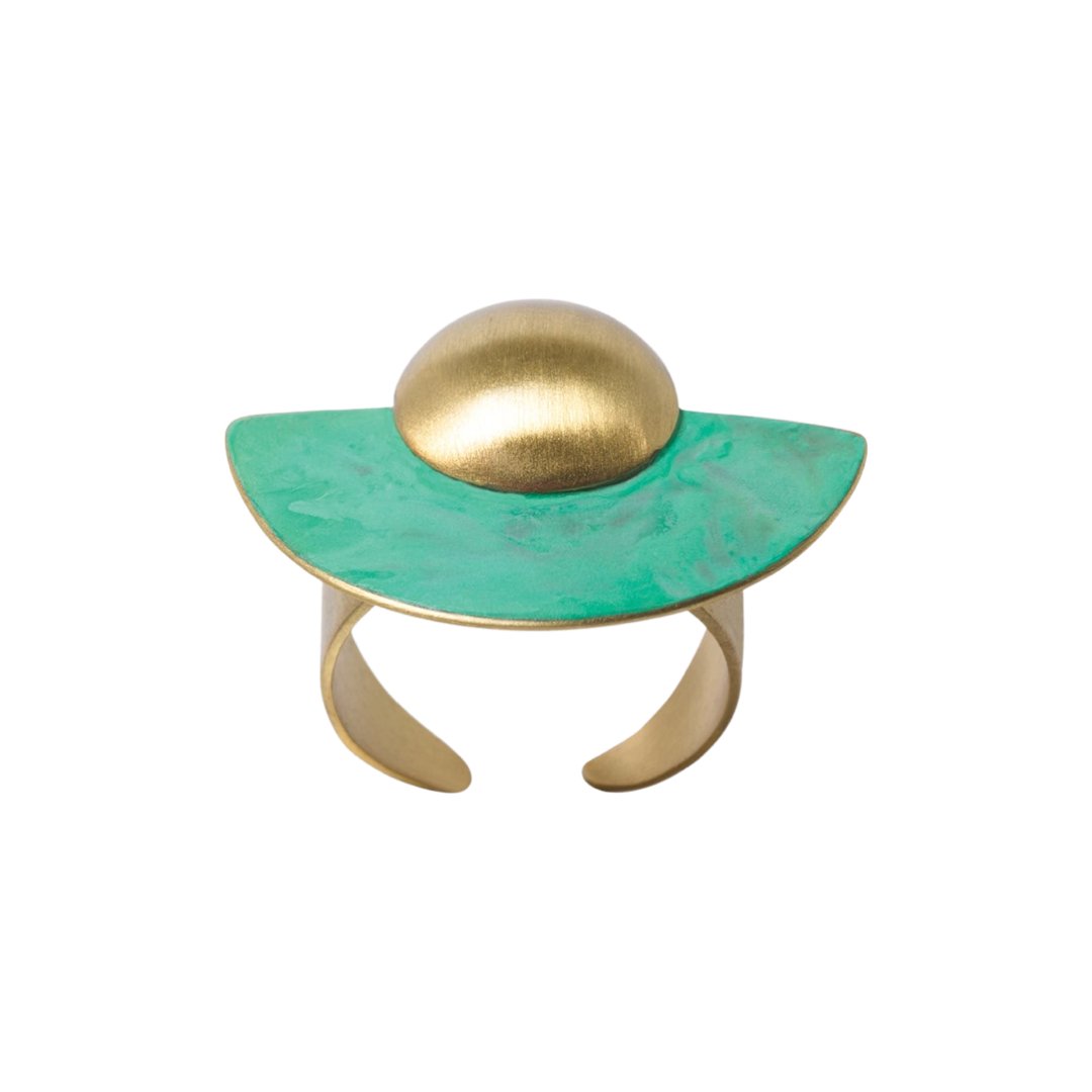 ASAMI GREEN OXIDATED BRASS RING BY KATERINA VASSOU - Carol & Co Jewelry