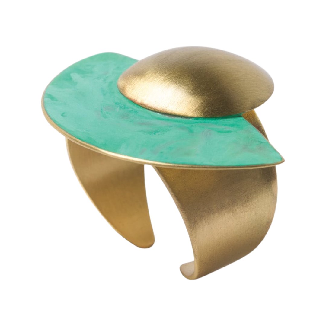 ASAMI GREEN OXIDATED BRASS RING BY KATERINA VASSOU - Carol & Co Jewelry