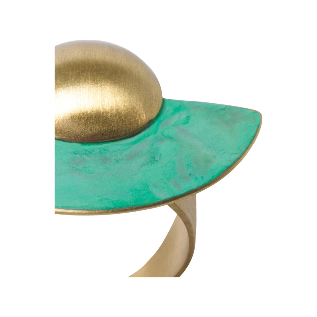 ASAMI GREEN OXIDATED BRASS RING BY KATERINA VASSOU - Carol & Co Jewelry