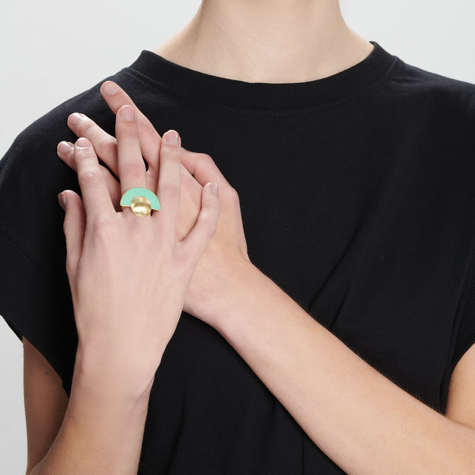 ASAMI GREEN OXIDATED BRASS RING BY KATERINA VASSOU - Carol & Co Jewelry