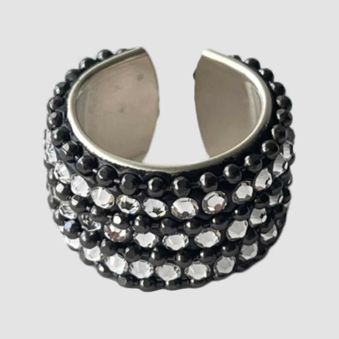 B.E. BALLS CHAIN AND SWAROVSKI RING BAND - Carol & Co Jewelry