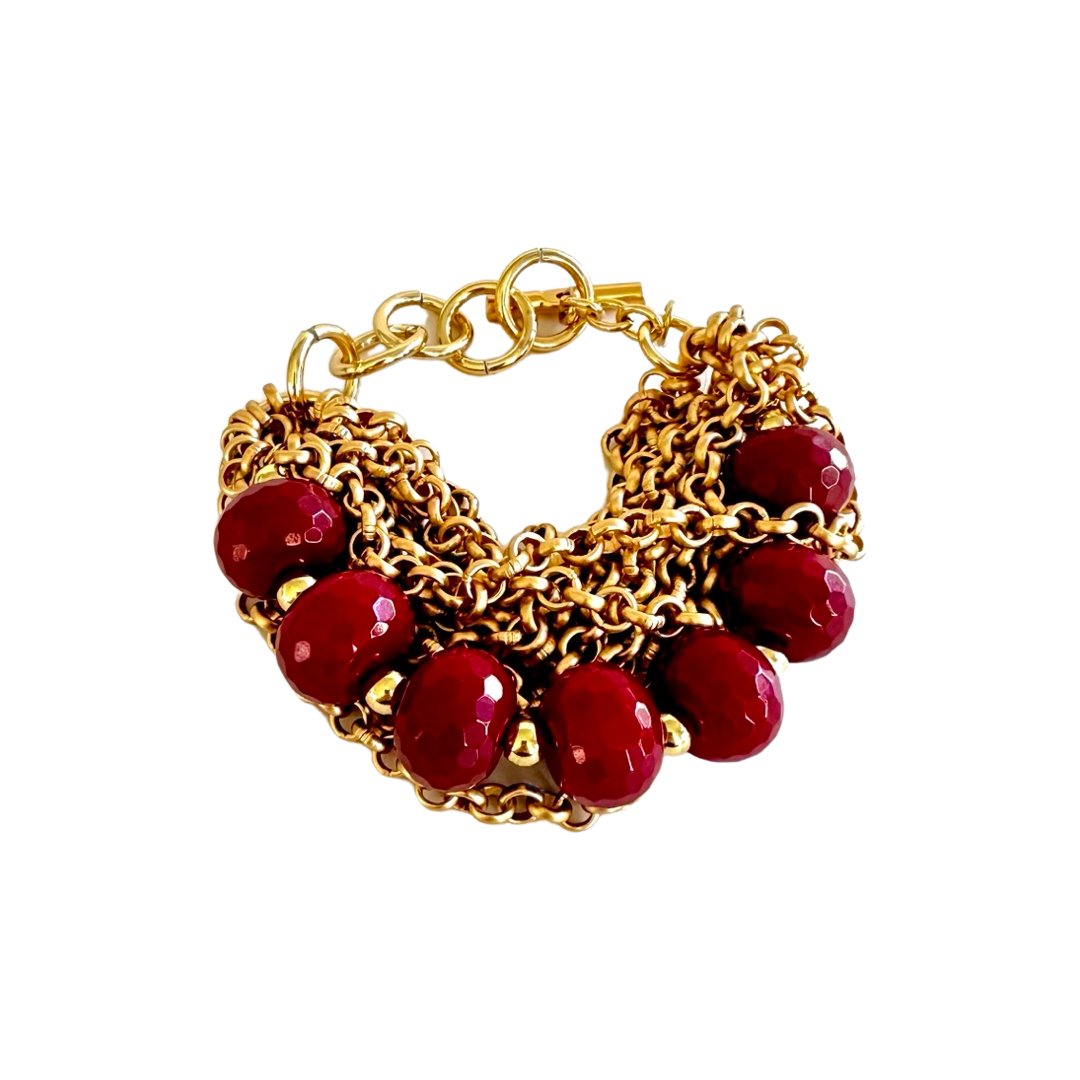 B.E. MULTILAYERED WINE-RED BRACELET - Carol & Co Jewelry