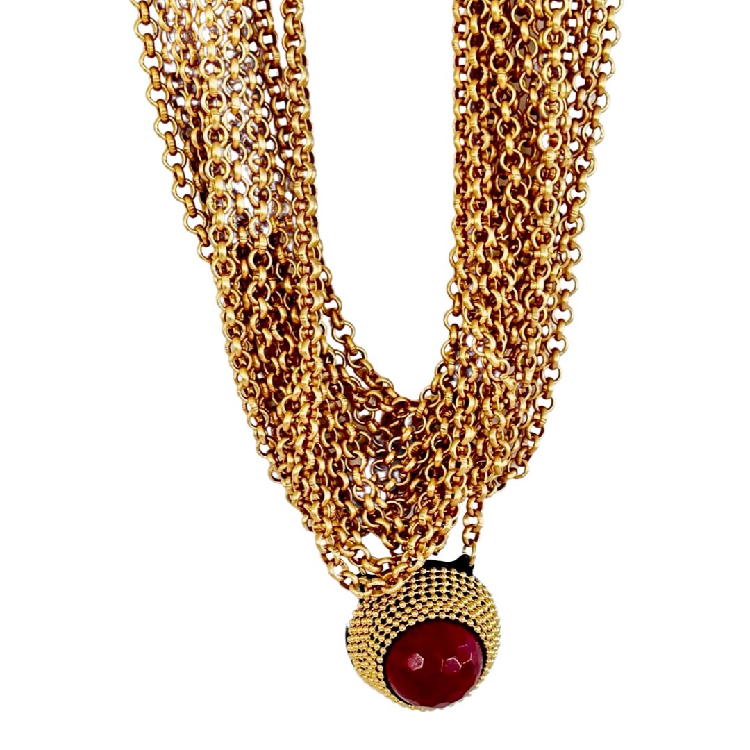 B.E. MULTILAYERED WINE RED SHORT NECKLACE - Carol & Co Jewelry