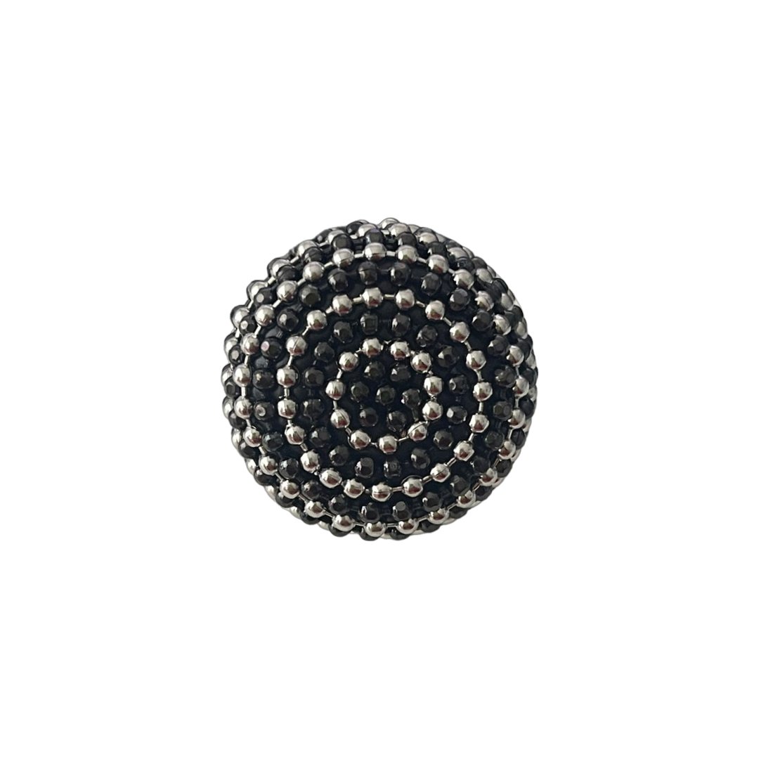 BLACK AND SILVER BALLS CHAIN RING BY B.E. - Carol & Co Jewelry