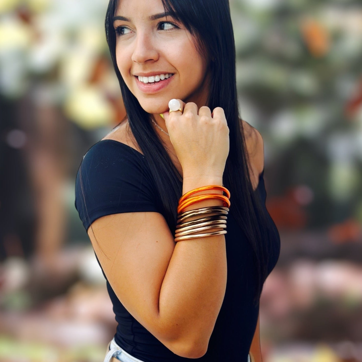 BLESS “ALL WEATHER SINGLE BANGLE”-BROWNS - Carol & Co Jewelry