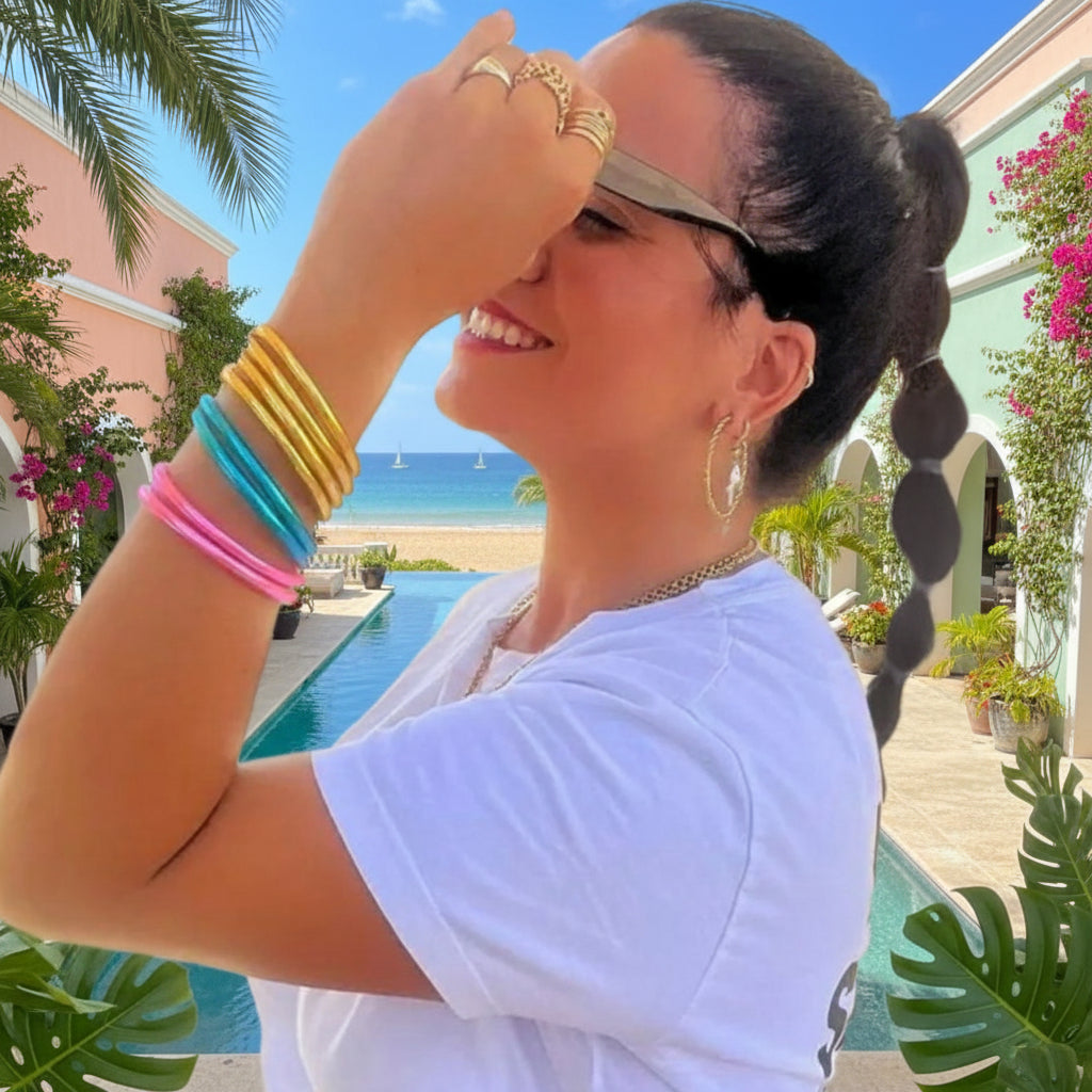 BLESS “ALL WEATHER SINGLE BANGLE”-PINKS, PURPLE AND REDS - Carol & Co Jewelry