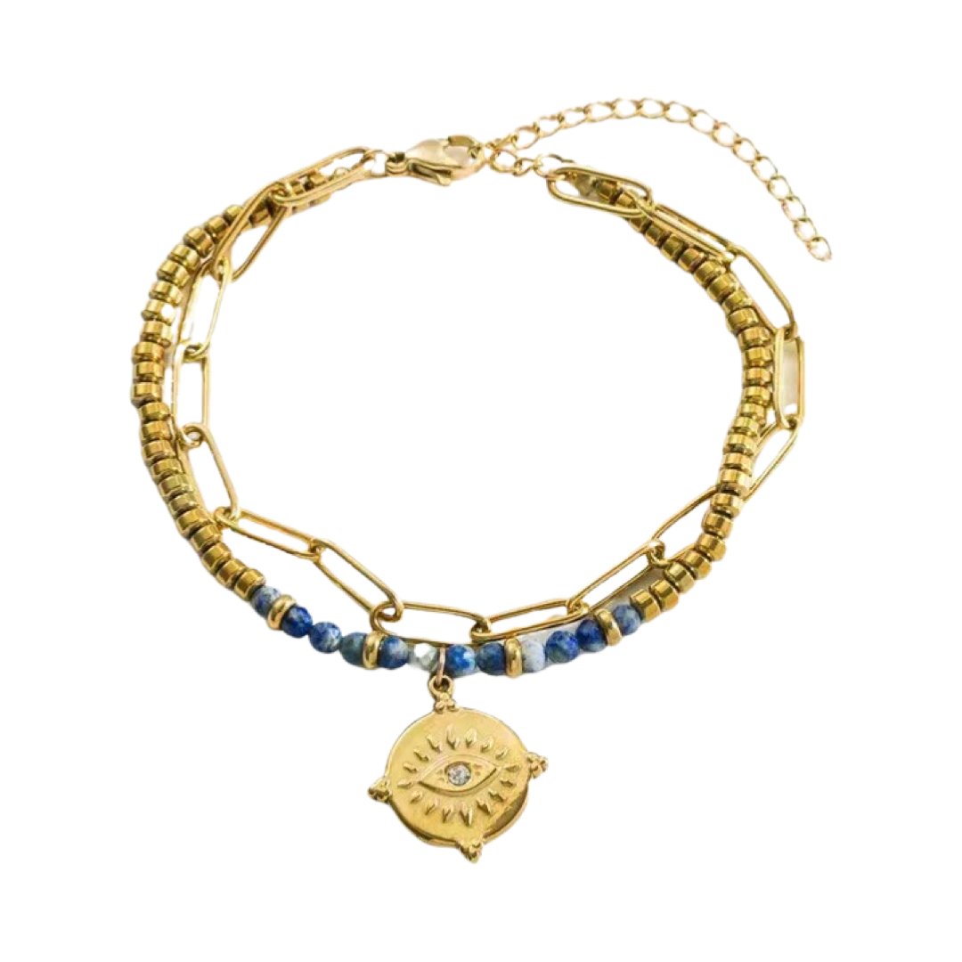 CAROLINE DOUBLE LAYERED STAINLESS STEEL BRACELET - Carol & Co Jewelry