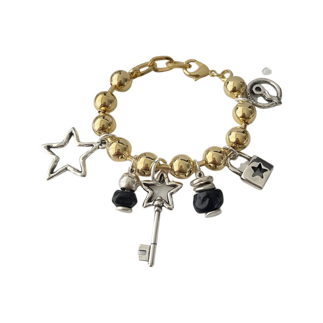 COOLSKIN TWO TONES MILITAR CHAIN STAR KEY BRACELET - Carol & Co Jewelry