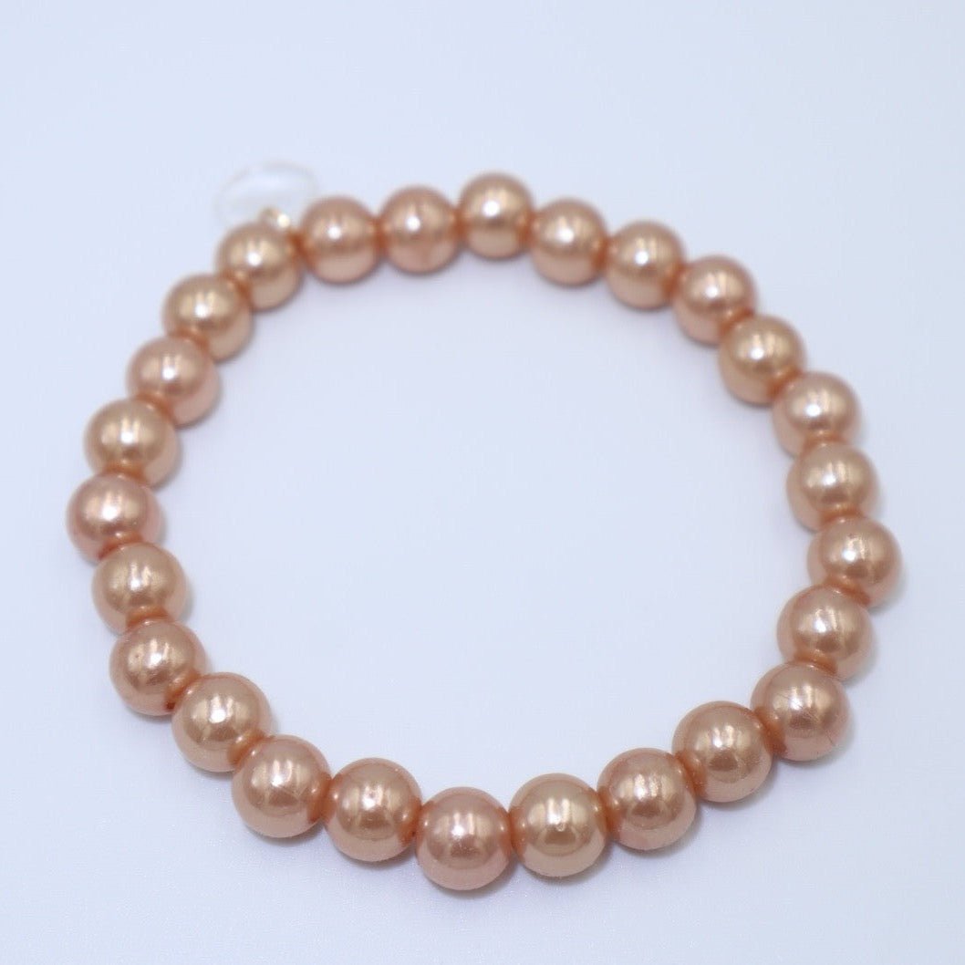 CORA ELASTIC BRACELET WITH PINK CLASSIC PEARLS - Carol & Co Jewelry
