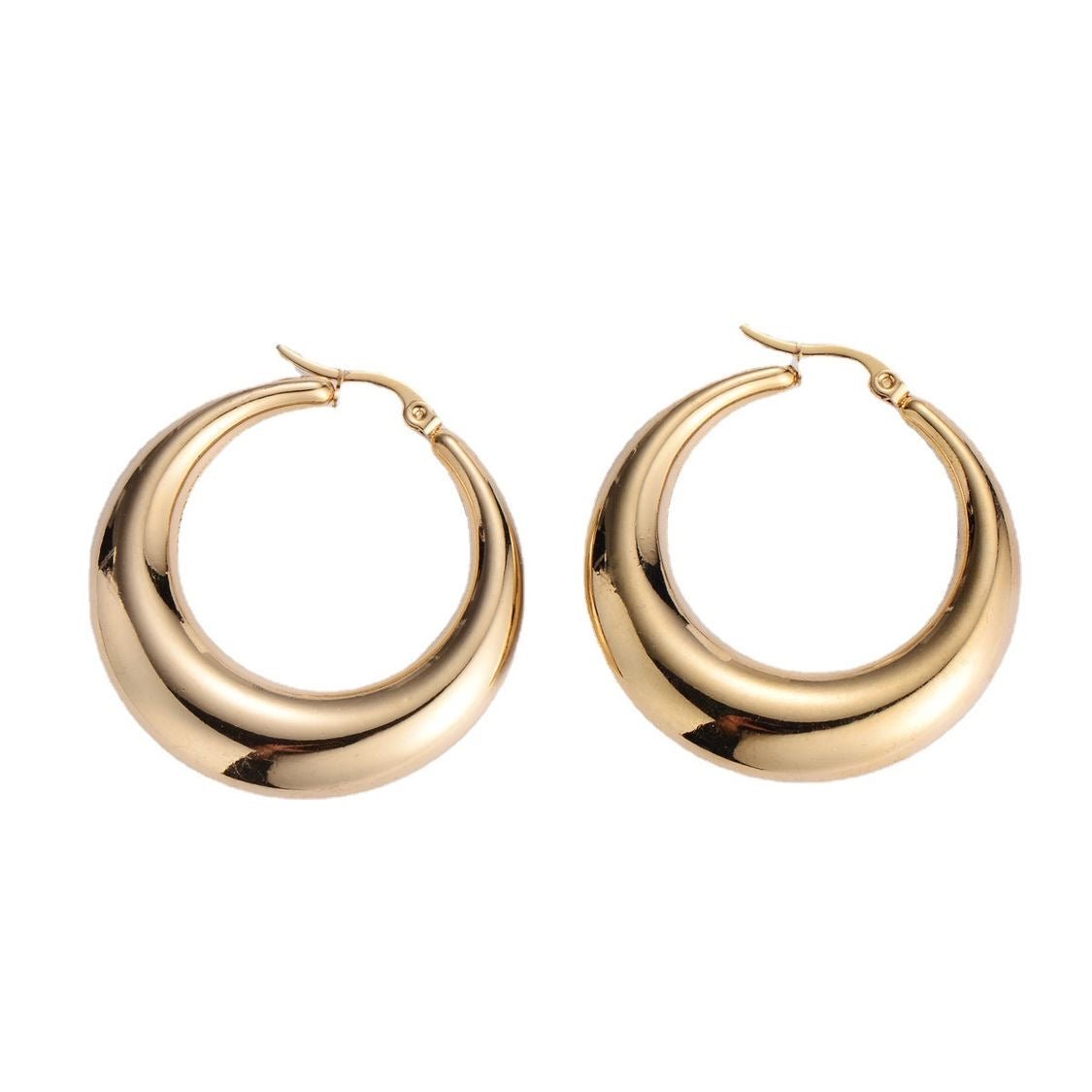 ELLIE STAINLESS STEEL BOLD HOOPS EARRINGS - Carol & Co Jewelry