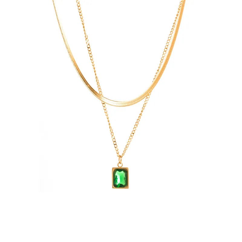 ESMERALDA TWO LAYERED STAINLESS STEEL NECKLACE - Carol & Co Jewelry