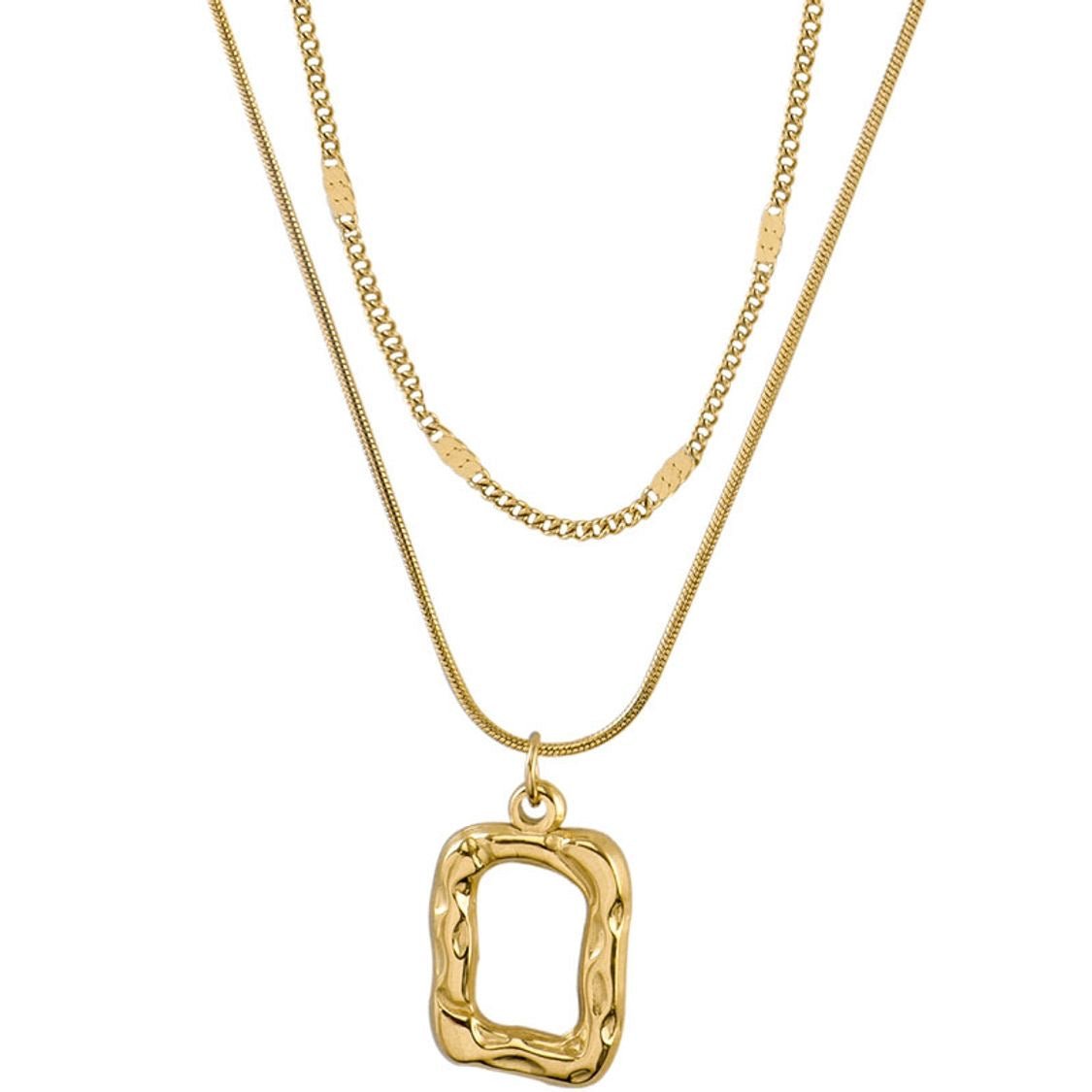 GIANNA TWO LAYERED STAINLESS STEEL NECKLACE - Carol & Co Jewelry