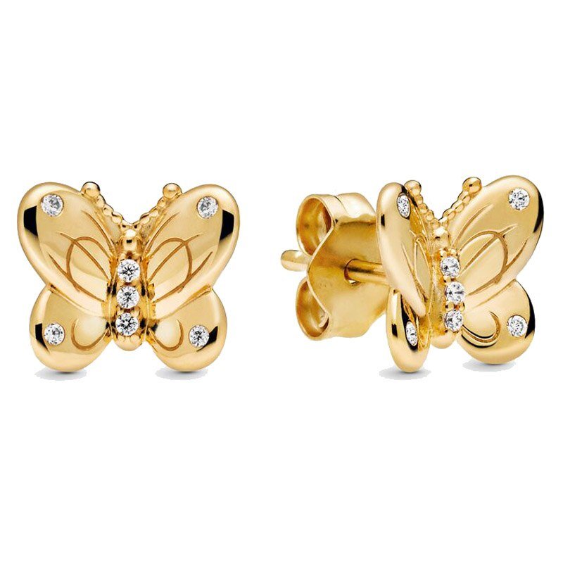 GOLD PLATTED BUTTERFLY STUD EARRINGS - Carol & Co Jewelry