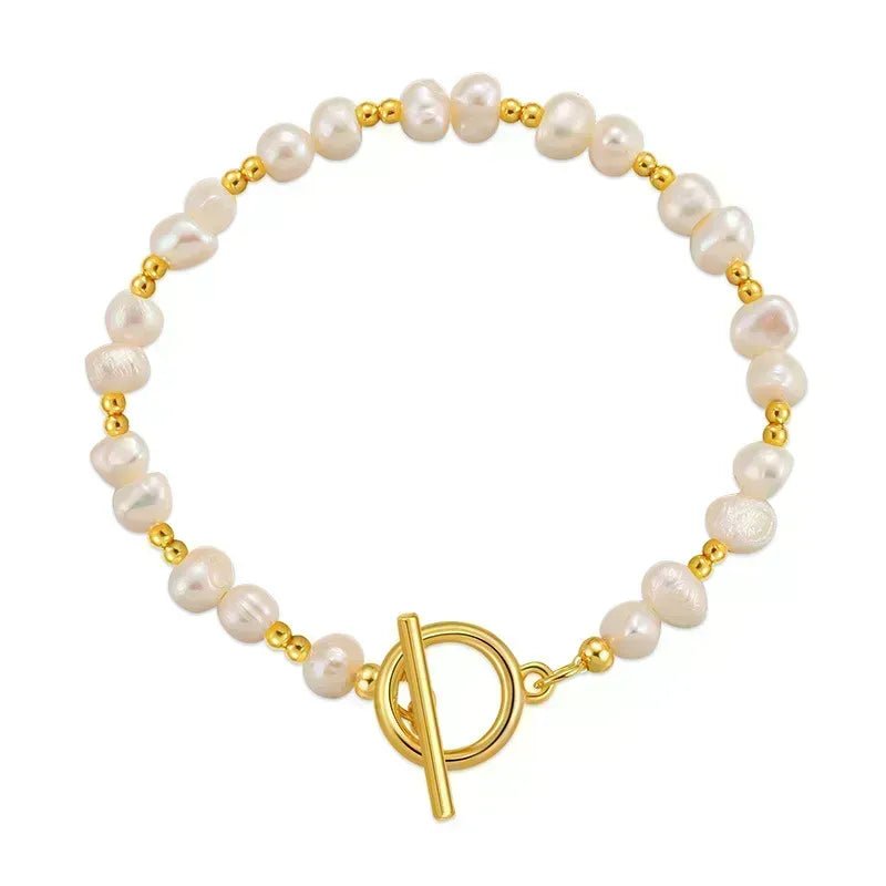 HANNAH PEARLS AND STAINLESS STEEL BRACELET - Carol & Co Jewelry