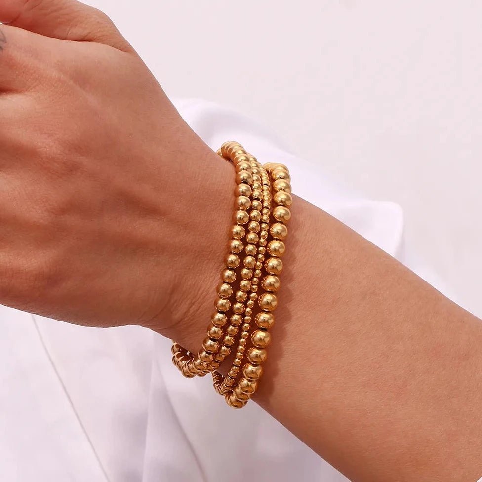 ISABELLA ELASTIC STAINLESS STEEL BEADS BRACELET - Carol & Co Jewelry