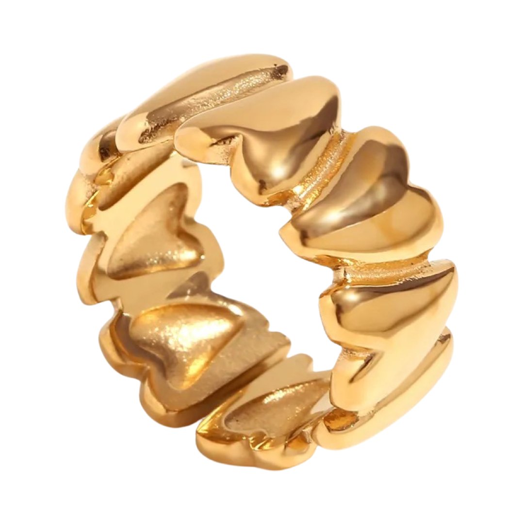 JADE STAINLESS STEEL HEART RING - Carol & Co Jewelry