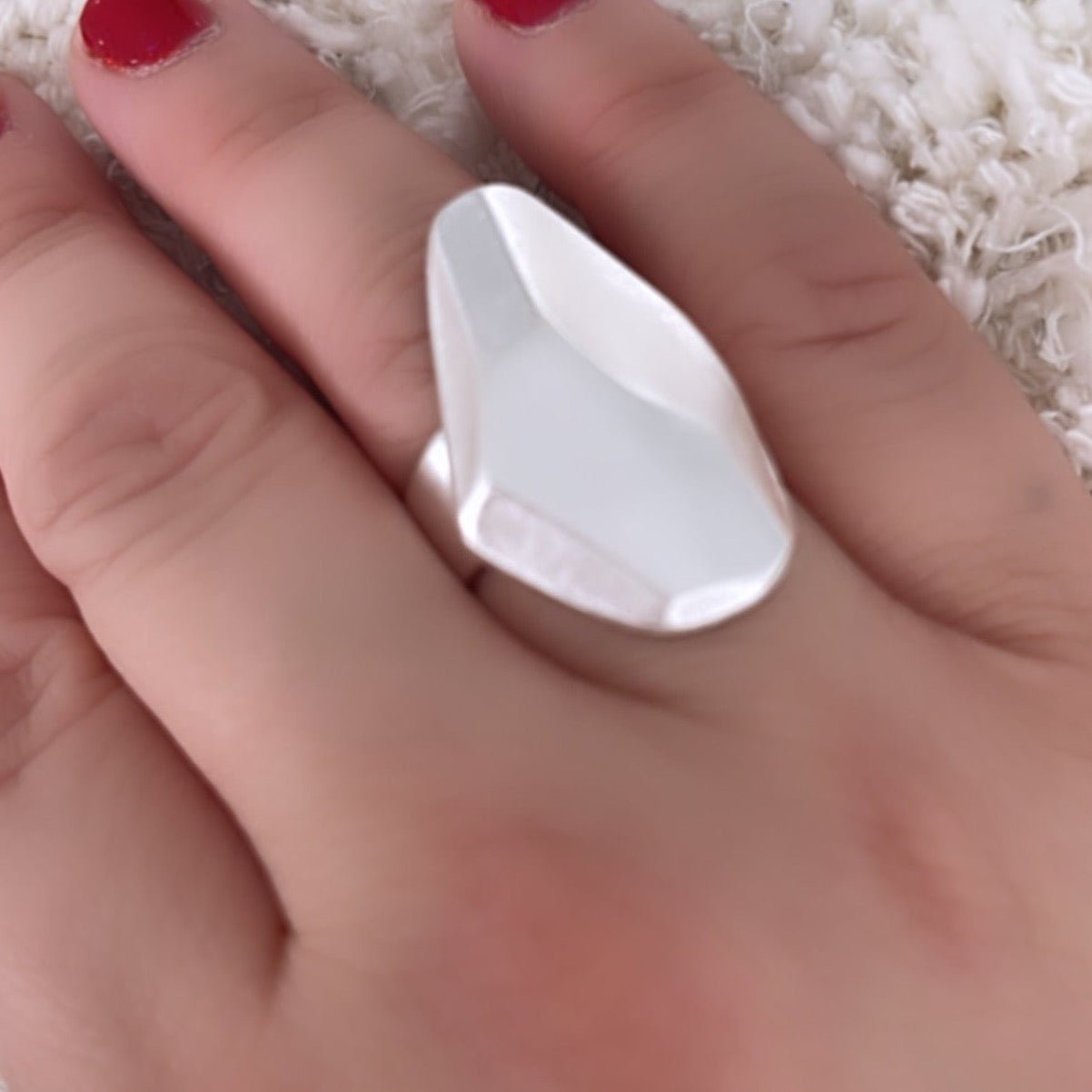 LAMAURI ASYMMETRIC ROMBO ADJUSTABLE RING - Carol & Co Jewelry