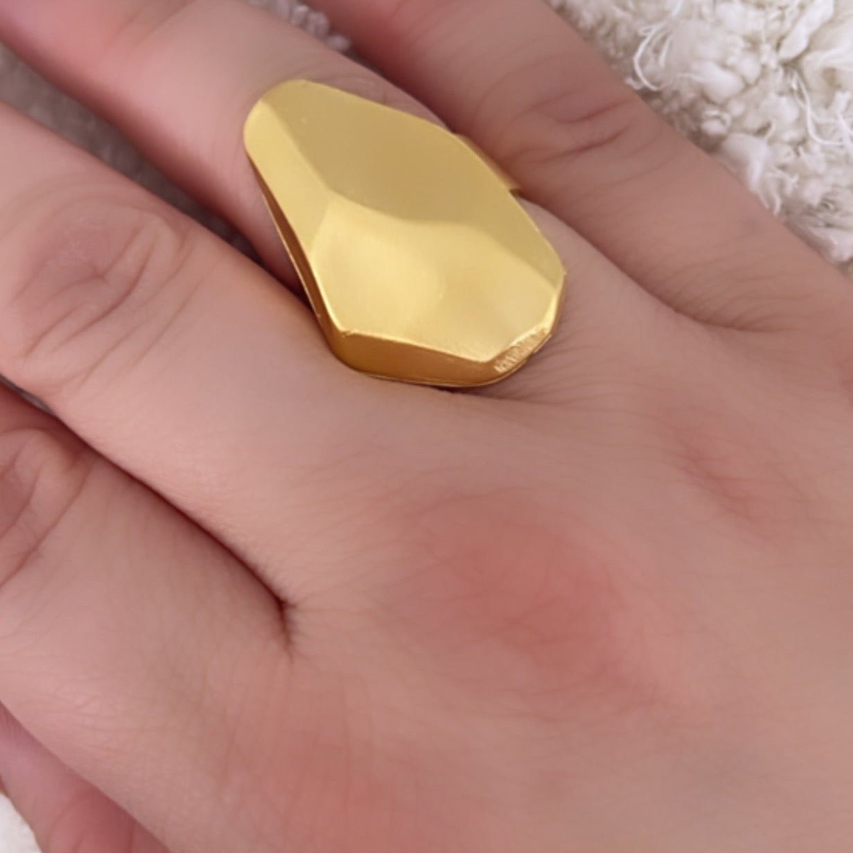 LAMAURI ASYMMETRIC ROMBO ADJUSTABLE RING - Carol & Co Jewelry