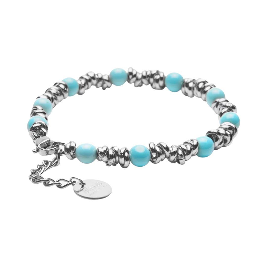 MANU BRACCIALE TURQUOISE STONE RONDELLE - Carol & Co Jewelry