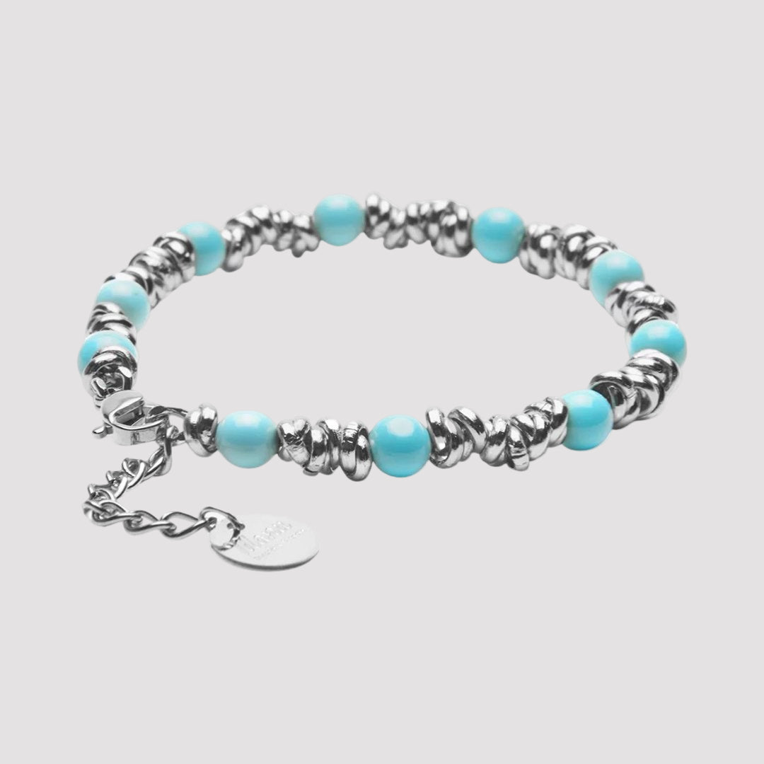 MANU BRACCIALE TURQUOISE STONE RONDELLE - Carol & Co Jewelry