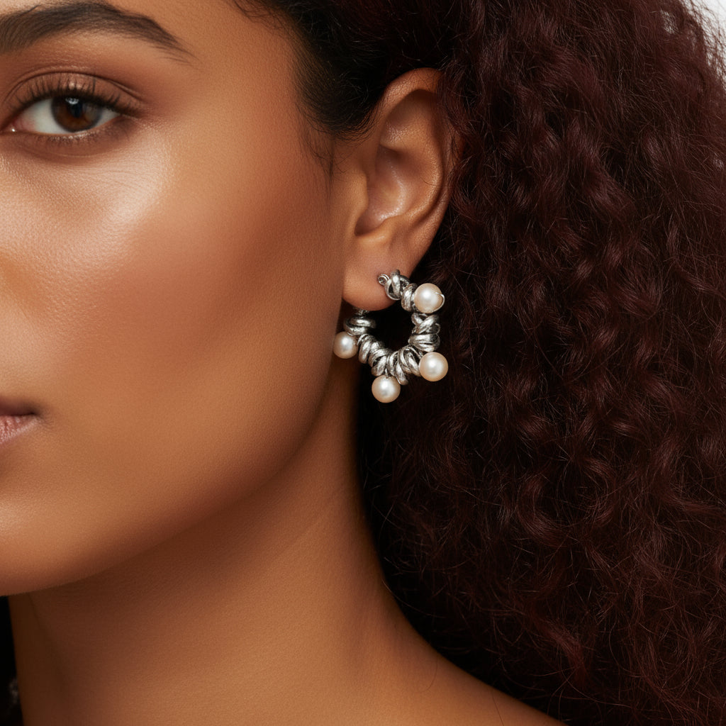 MANU CERCHI PEARL RONDELLE EARRINGS - SMALL - Carol & Co Jewelry