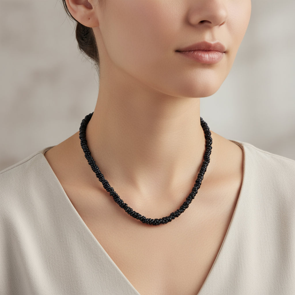 MANU COLLANA BLACK RONDELLE - Carol & Co Jewelry